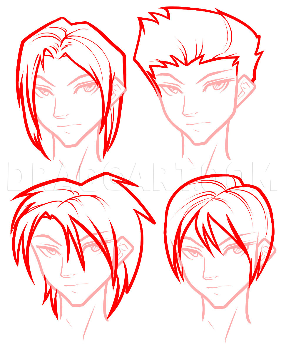 how to draw guy hair step by step