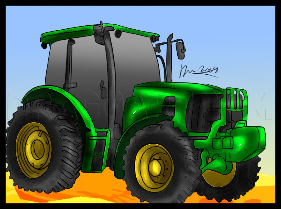 How To Draw A Tractor, Step by Step, Drawing Guide, by Dawn DragoArt