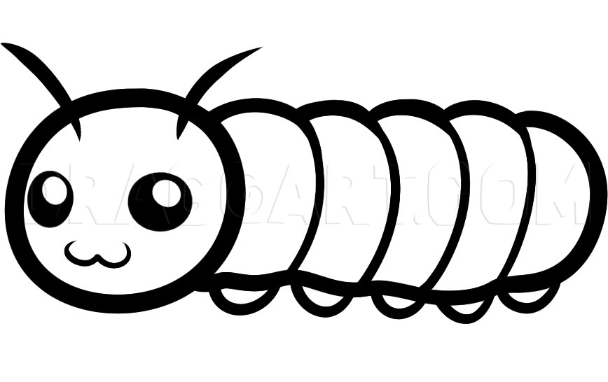 How To Draw A Caterpillar For Kids, Step by Step, Drawing Guide, by