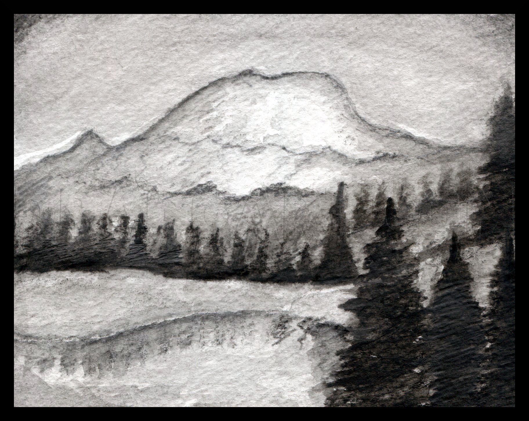 dark landscape drawings pencil