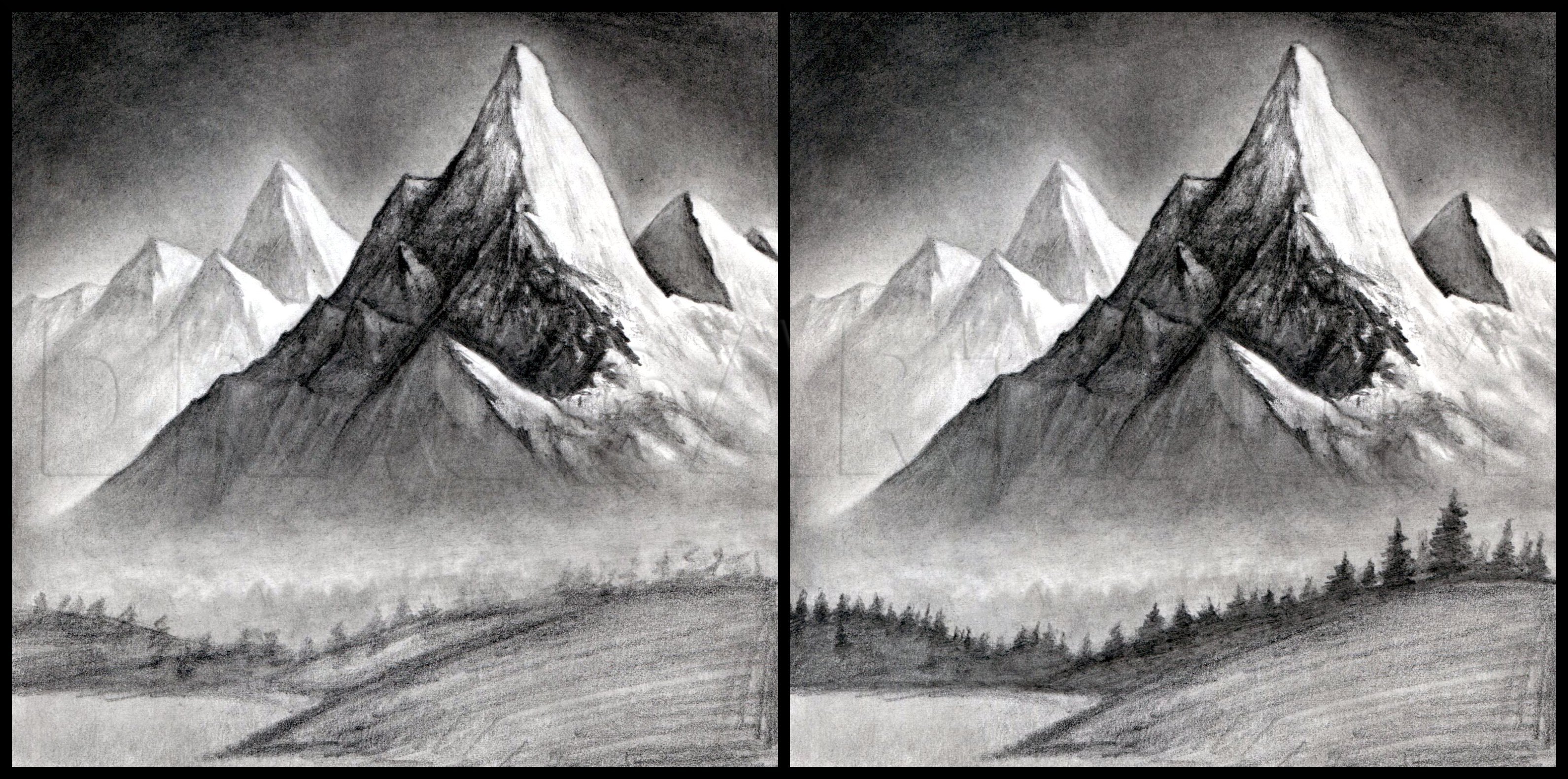 How To Draw A Realistic Landscape, Draw Realistic Mountains, Step by Step,  Drawing Guide, by finalprodigy - DragoArt