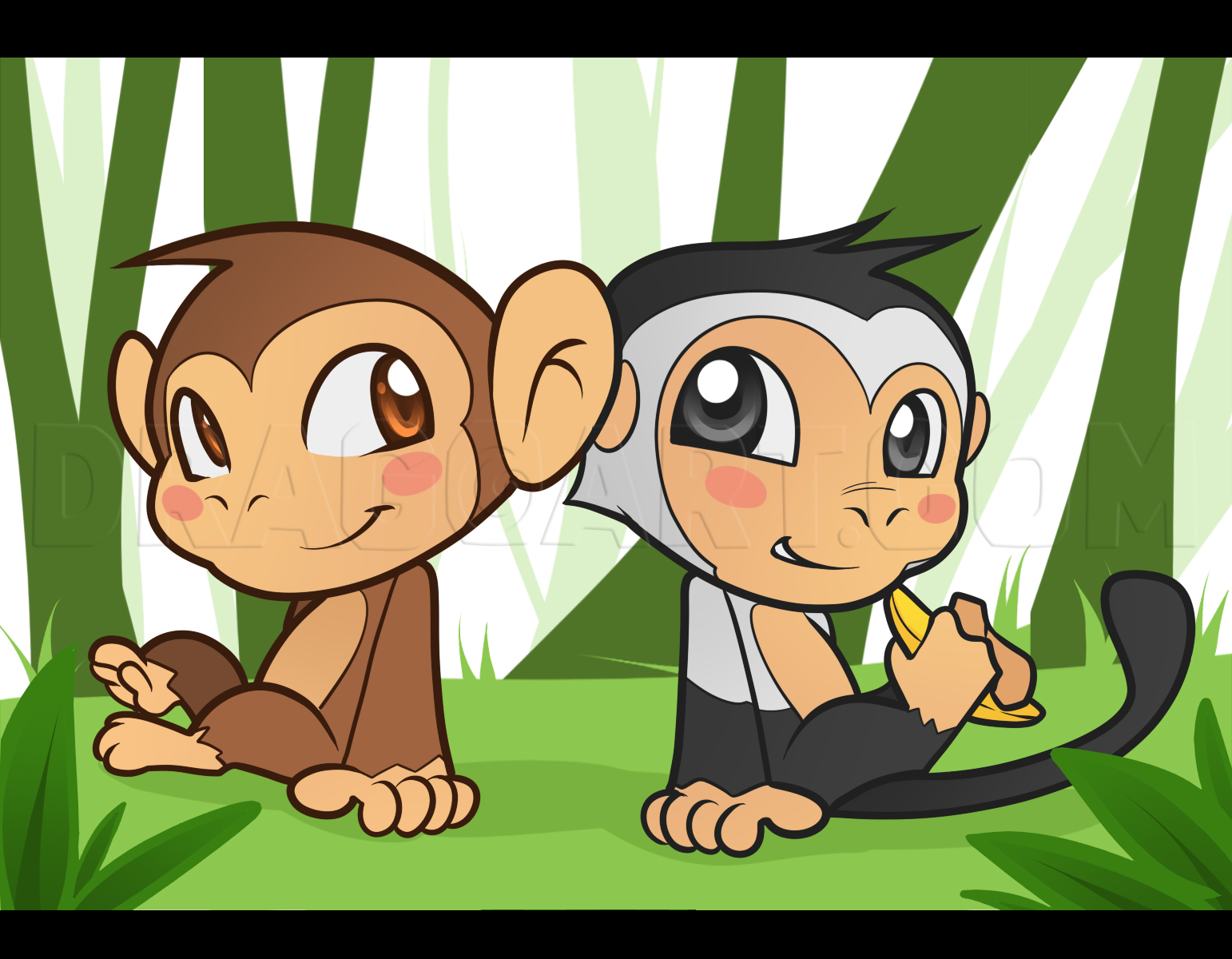 How To Draw Baby Monkeys Step By Step Drawing Guide By Dawn Dragoart Com