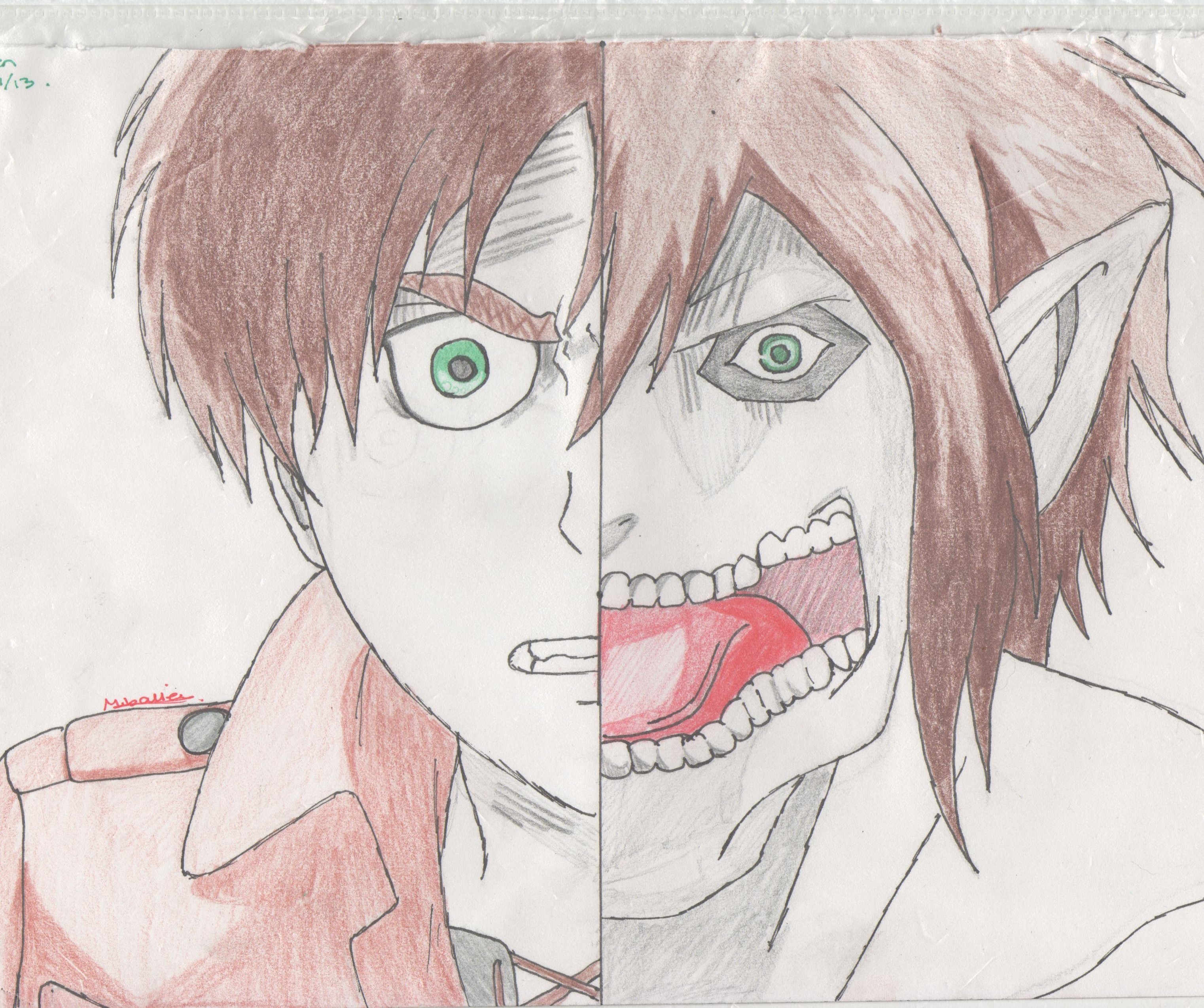 Eren And Titan Eren Drawing By Darkmidnight Dragoart Com