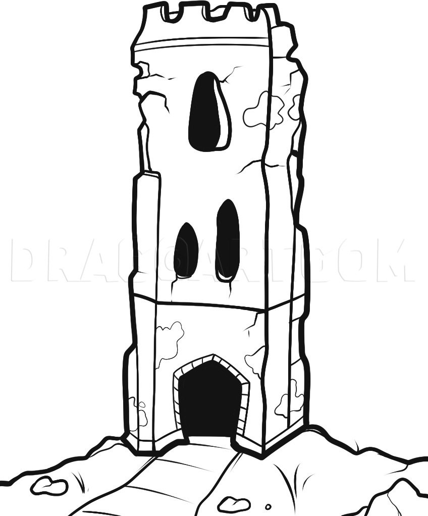 How To Draw A Tower, Step by Step, Drawing Guide, by Dawn DragoArt