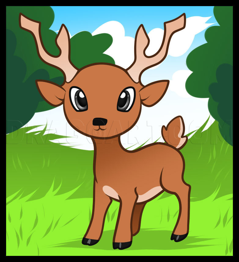 How To Draw A Deer For Kids, Step by Step, Drawing Guide, by Dawn