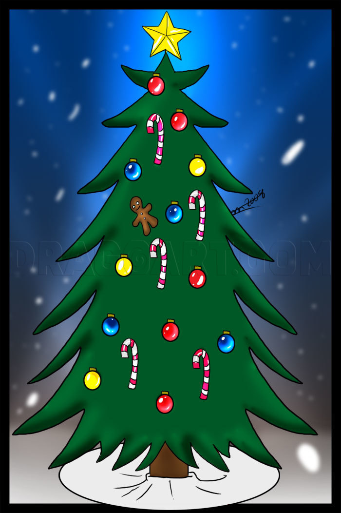 christmas tree drawing easy