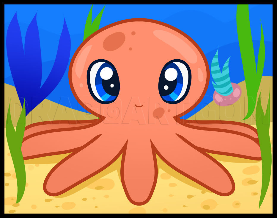 how to draw cute octopus