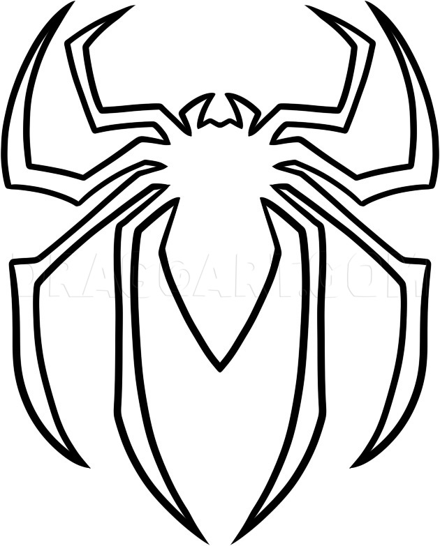 How to Draw the Spiderman Logo, Spiderman Symbol, Coloring Page, Trace