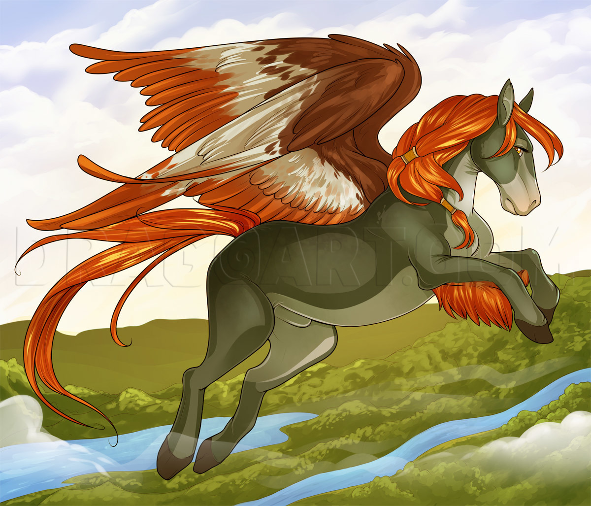 How To Draw A Flying Horse, Flying Horse by Dawn | dragoart.com