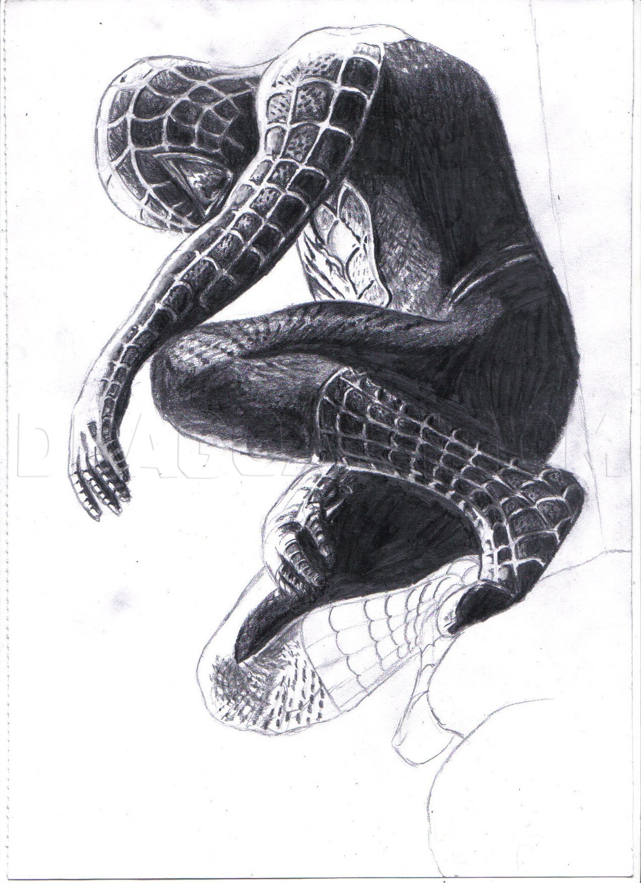 How To Draw Black Spiderman, Black Spiderman, Step by Step, Drawing