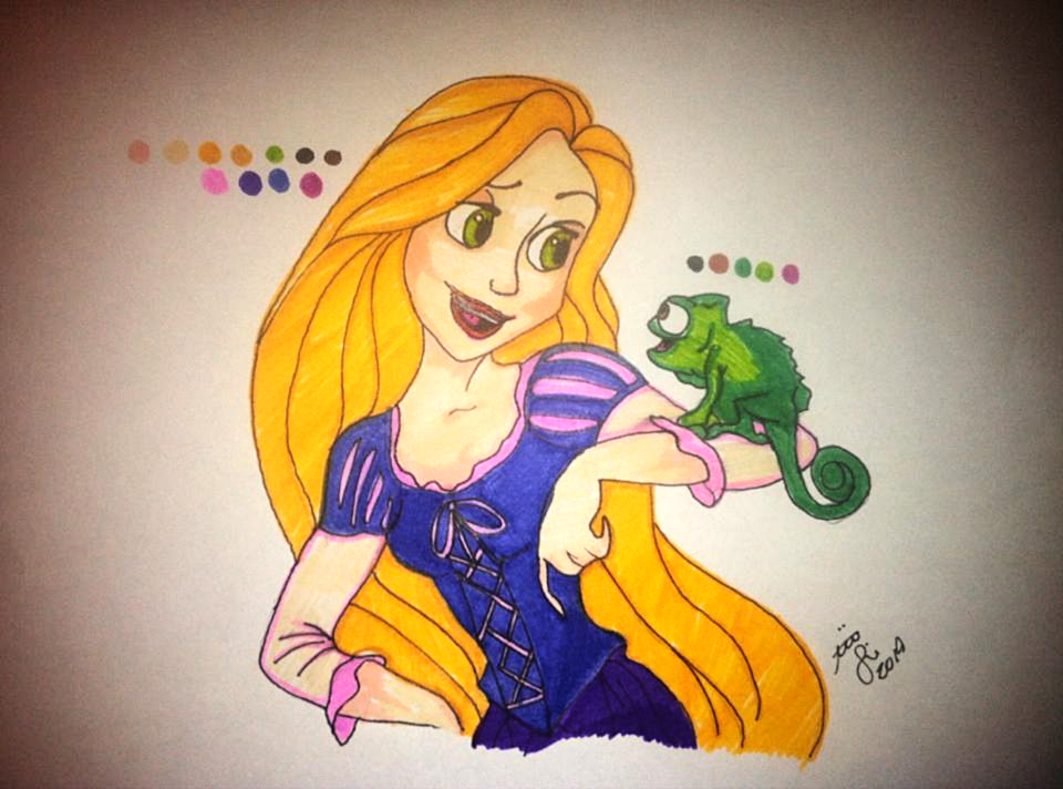 rapunzel with pascal on shoulder