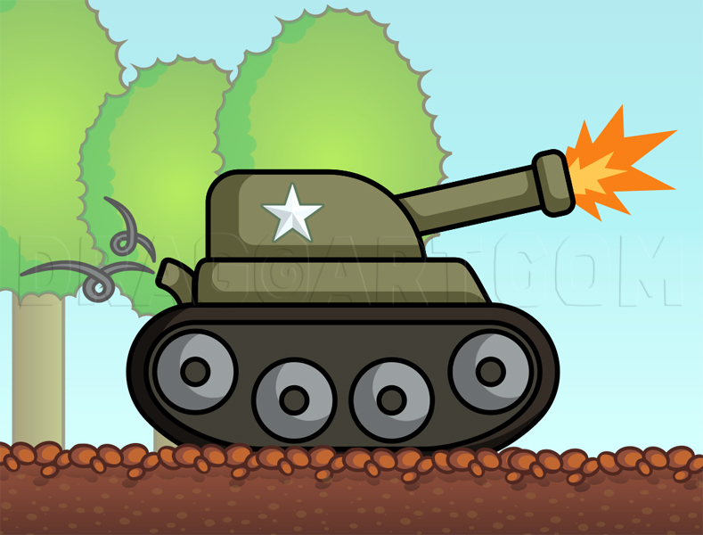 How To Draw A Tank For Kids, Step by Step, Drawing Guide, by Piecu