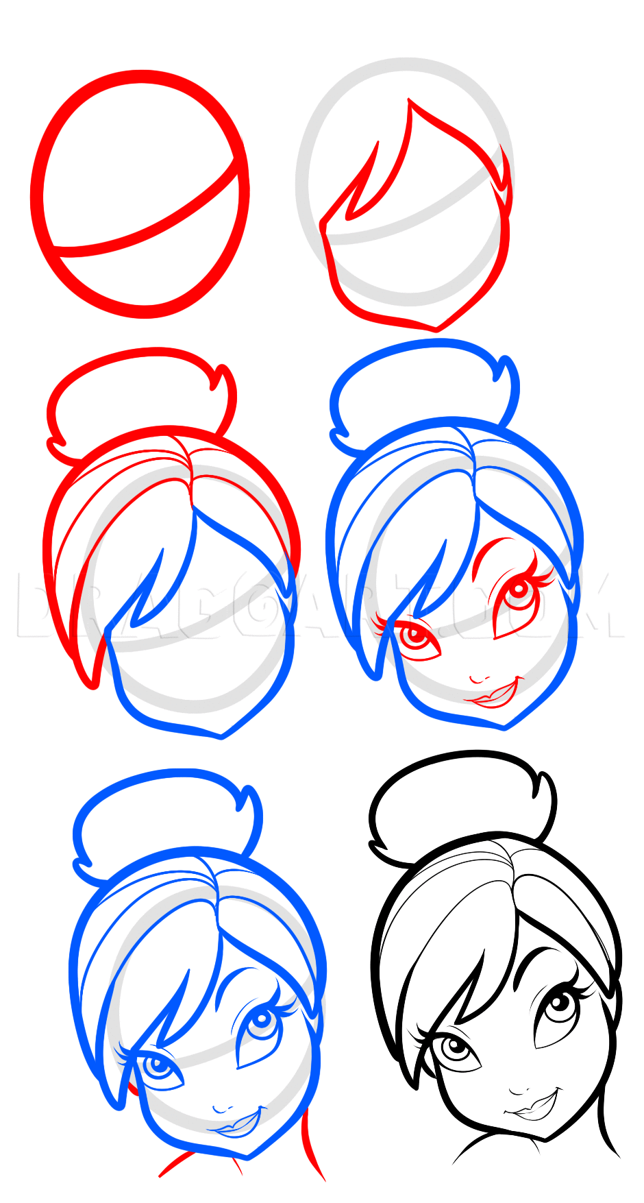 how to draw tinkerbells face