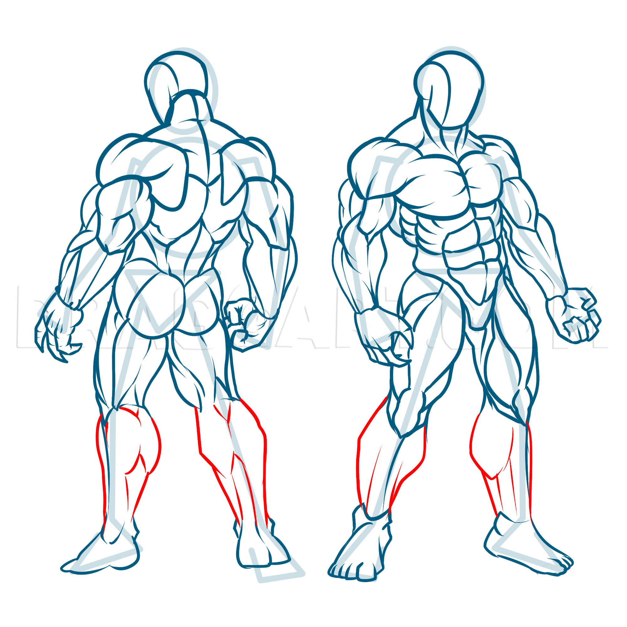 Anime Muscular Arm Anime muscular male body outline drawing