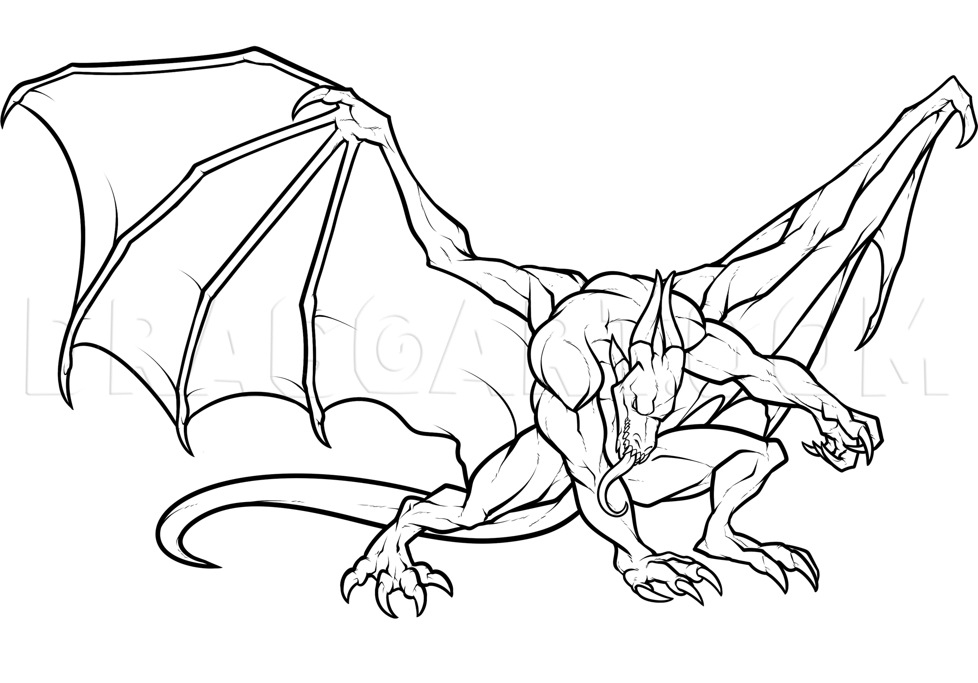 cool dragon drawings to draw step by step