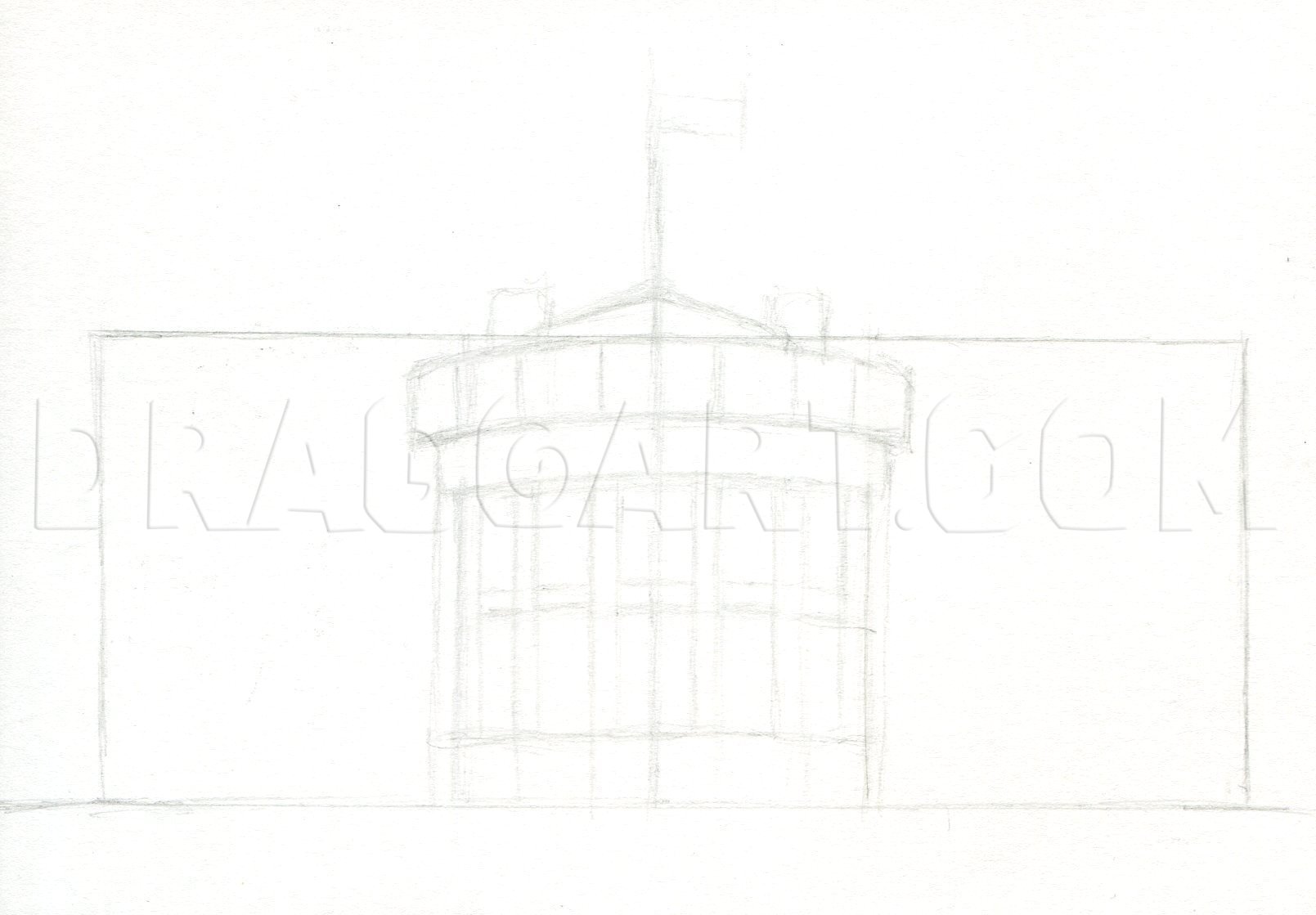 How To Draw The White House, Step by Step, Drawing Guide, by