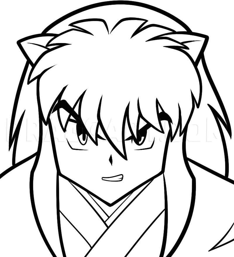 How to Draw Inuyasha Easy, Coloring Page, Trace Drawing