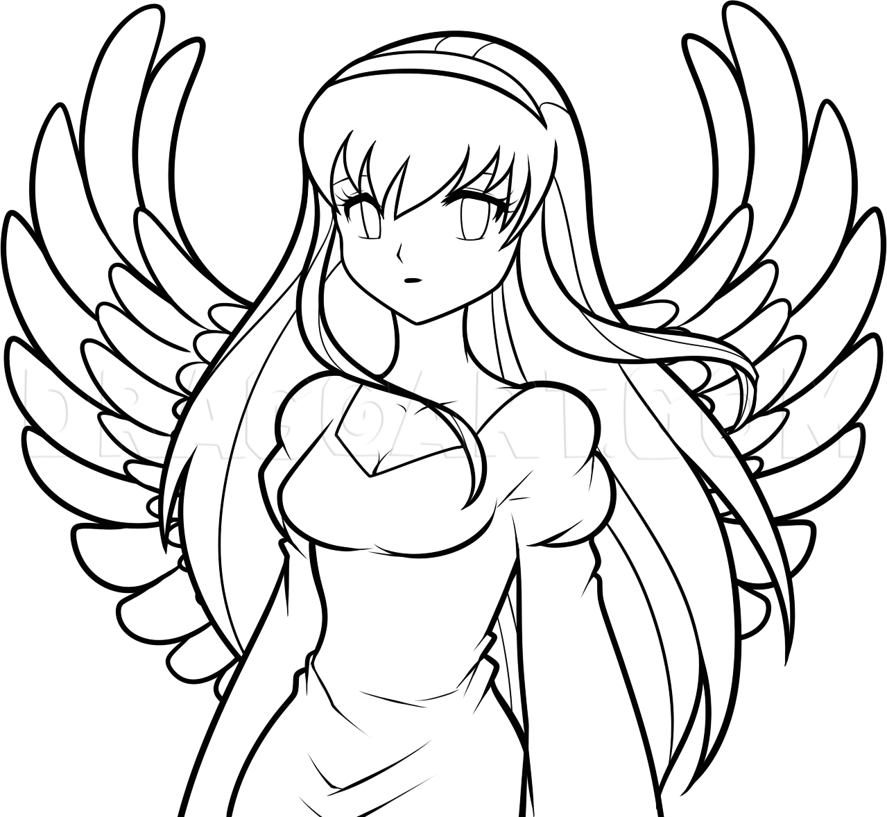 Anime Girl Angel Wings Drawing