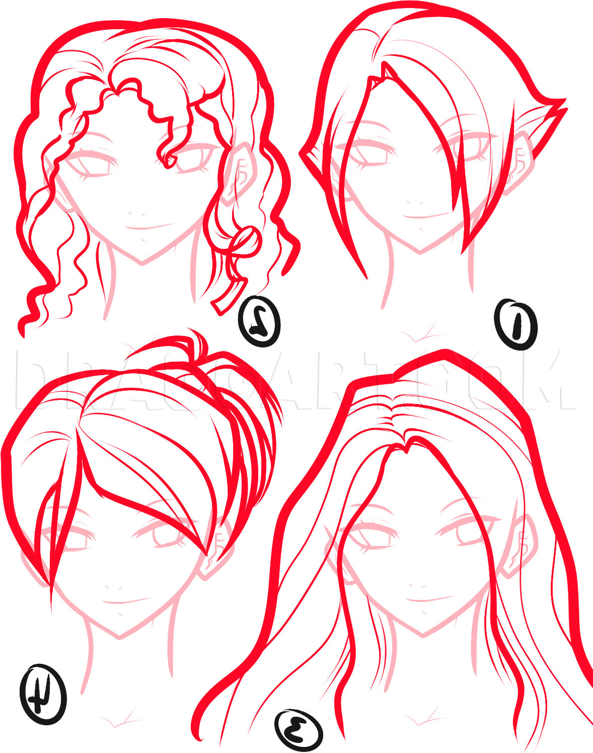 how to draw female anime hairstyles